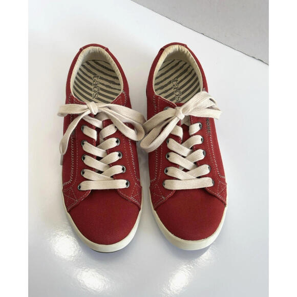 Taos Star Sneakers STA-12844 Womens 8.5 Red Canvas Lace Up Low Top Comfort Shoes - Picture 4 of 16